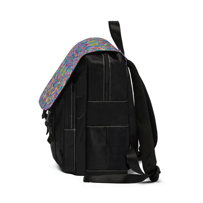 Casual Shoulder Backpack,  No. 258 B -  Multicoloured Abstract -  By Irish Artist Fiona de Lacy