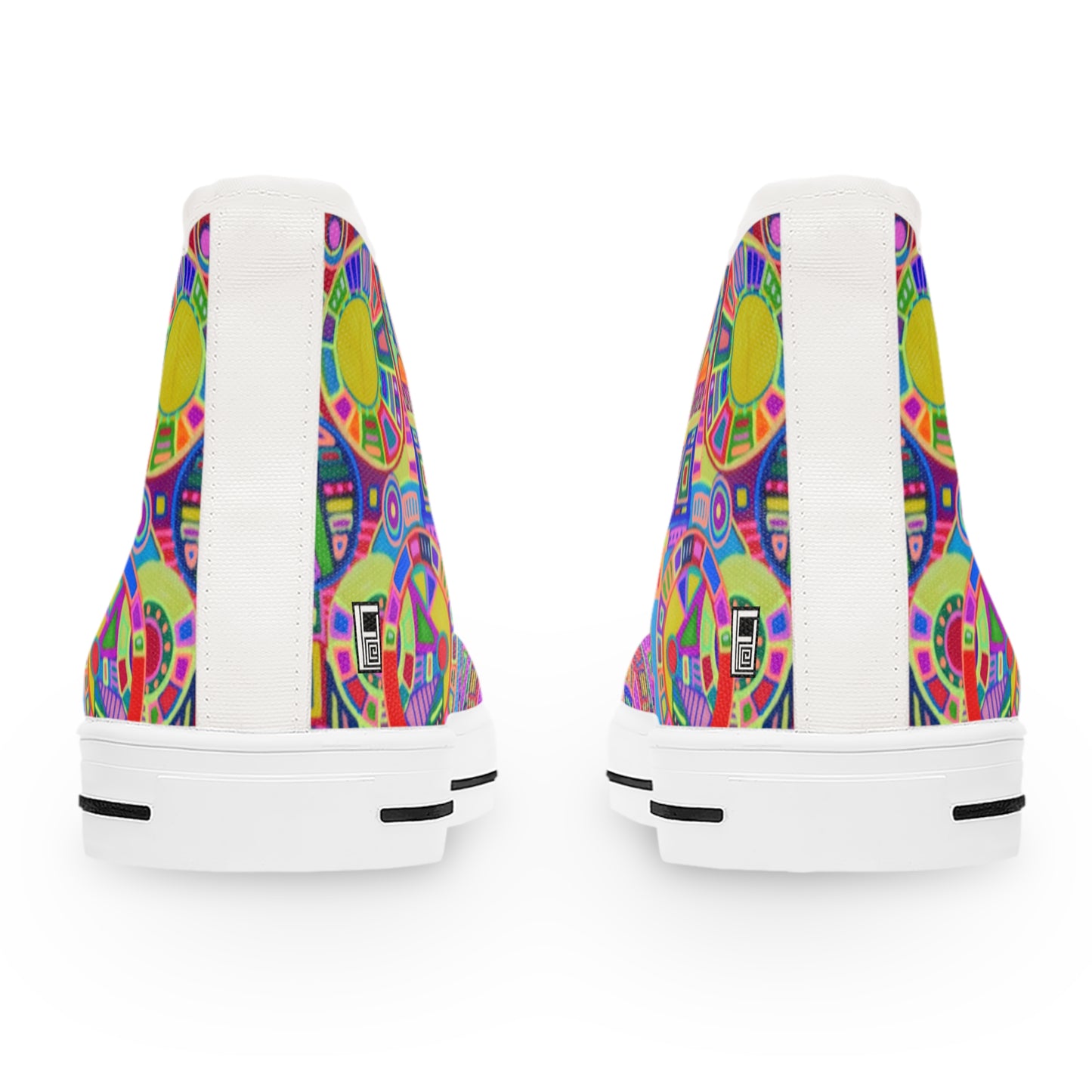 Women's High Top Sneakers - No. 260 - Multicoloured Abstract - By Irish Artist Fiona de Lacy