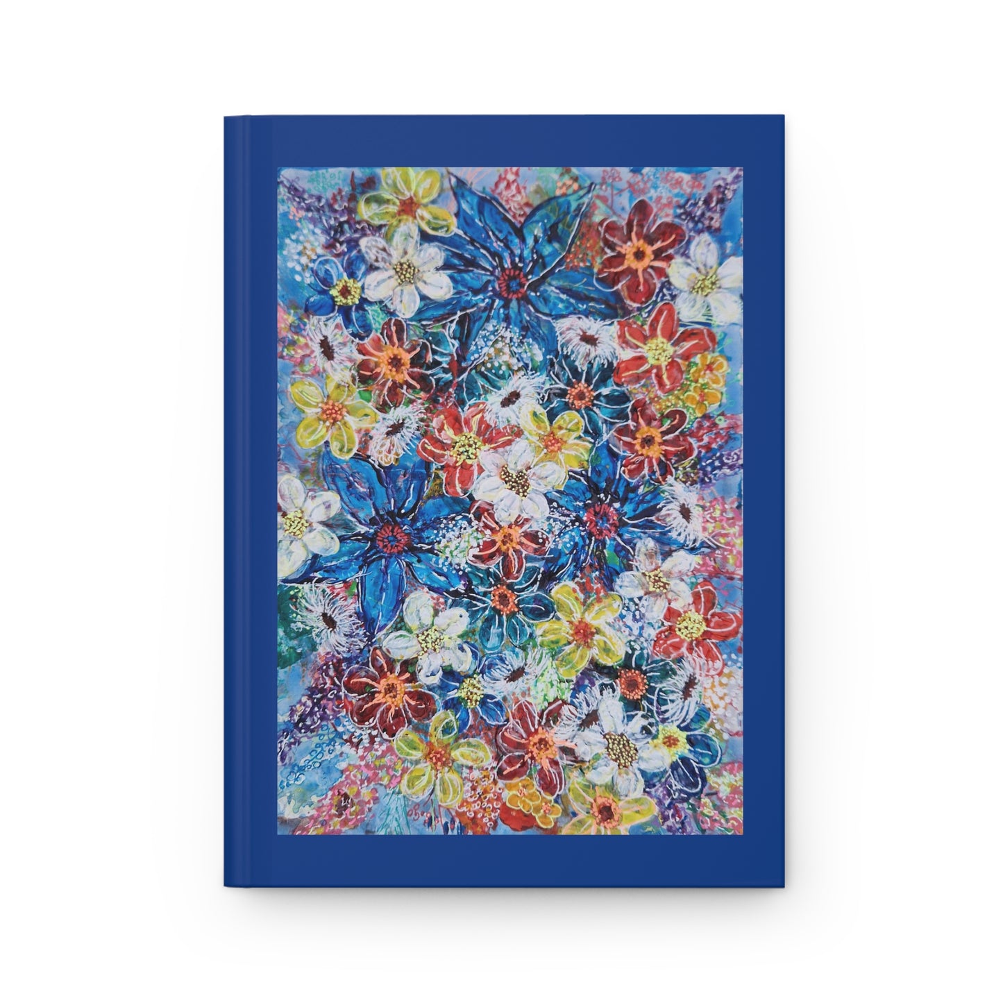 Hardcover Journal Matte (Lined) - No. 242 - 'Large Blue Flowers' - By Irish Artist Fiona de Lacy