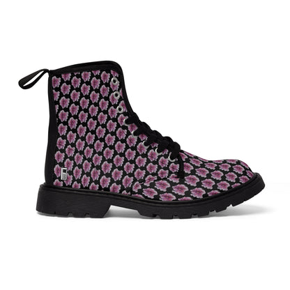 Women's Canvas Boots - No. 269 - Pink & Purple Flower