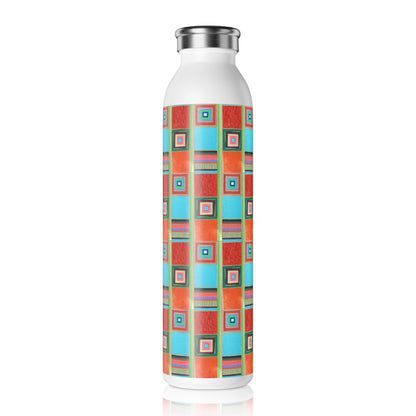 Slim Water Bottle - No. 133 'Dyslexic' - By Irish Artist Fiona de Lacy - Multicoloured