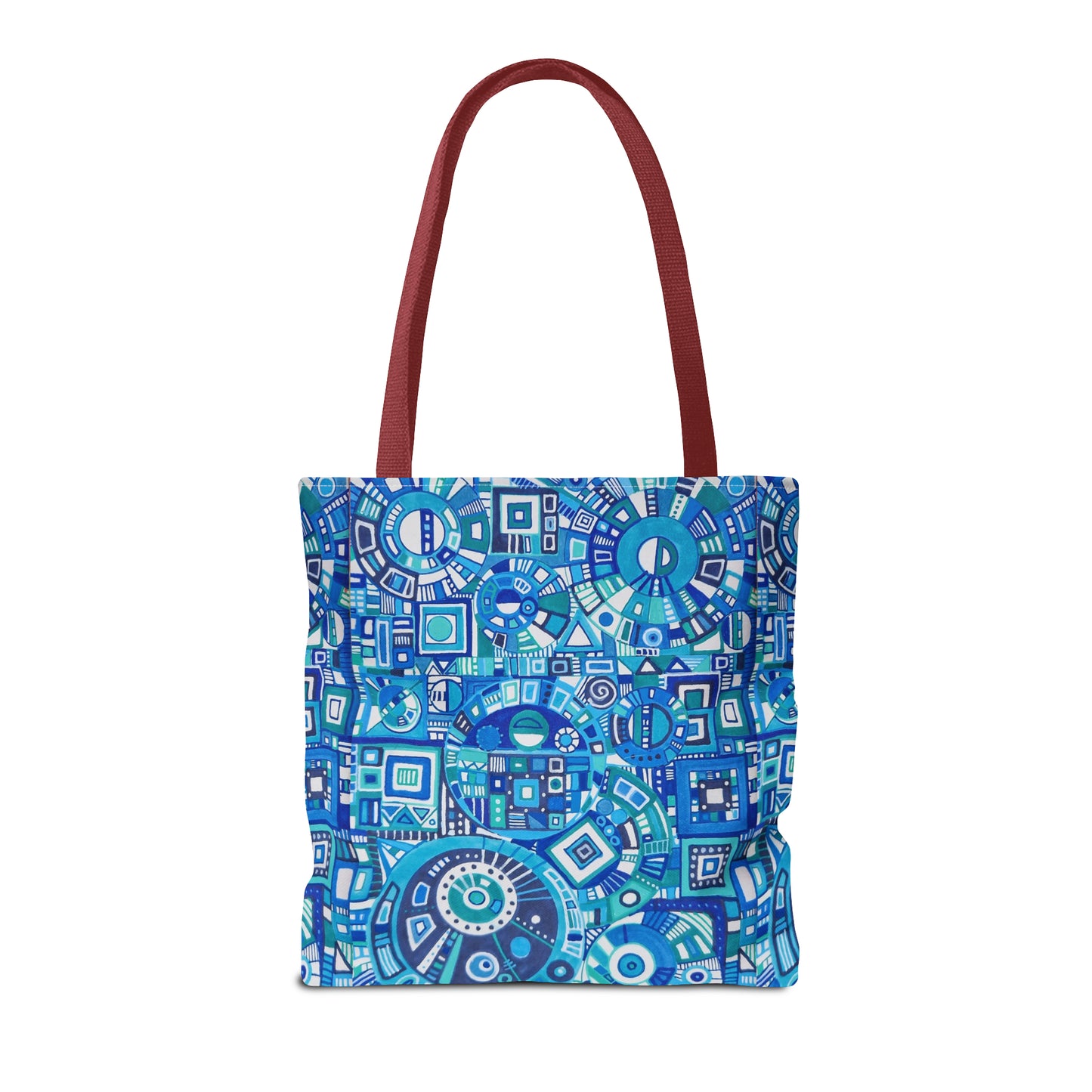 Tote Bag  - No. 262 Geometric Blue - By Irish Artist Fiona de Lacy