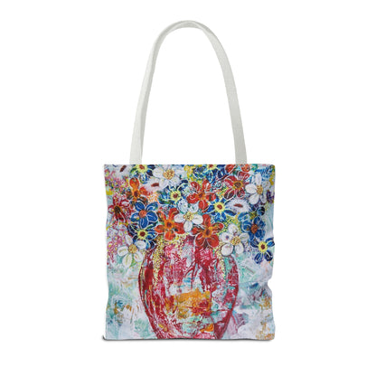 Tote Bag  - No. 245 - Flowers In Red Vase