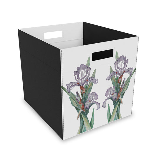 Felt Storage Box - No. 272 - Purple Orchid on White - By Irish Artist Fiona de Lacy