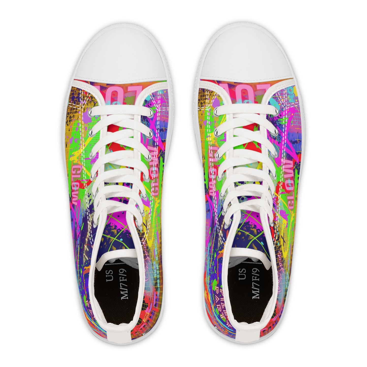 Women's High Top Sneakers - No. 232 - Graffiti - 'Glow'  - By Irish Artist Fiona de Lacy