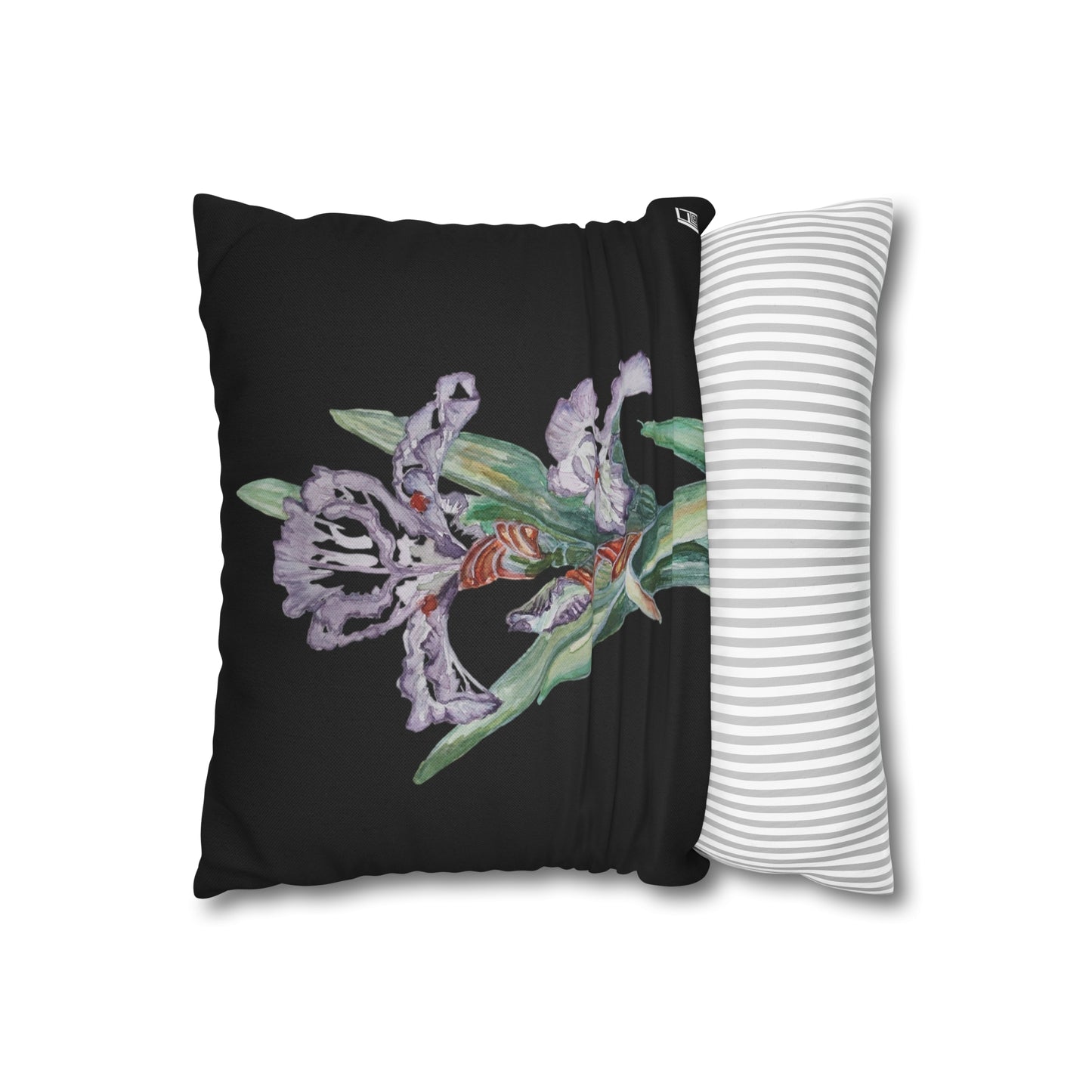 Cushion Pillow Case - No. 272 - Purple Orchid on Black