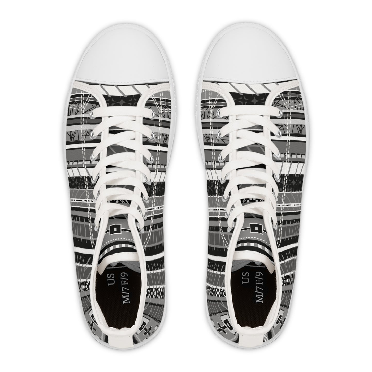 Women's High Top Sneakers, No. 298 Black, Grey, White Stripe By Irish Artist Fiona de Lacy