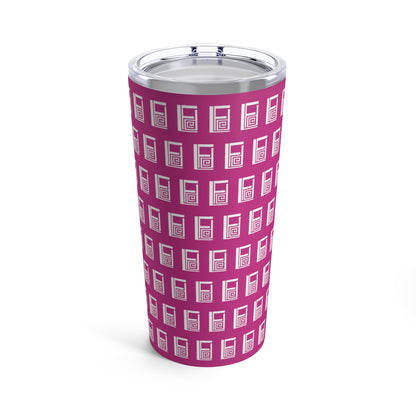 Tumbler 20oz - No. 000PK - White Logo on Pink - By Irish Artist Fiona de Lacy