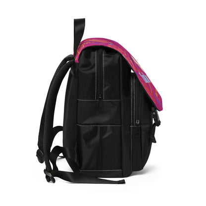 Casual Shoulder Backpack,  No. 312 - 'Thank You' on Pink - By Irish Artist Fiona de Lacy