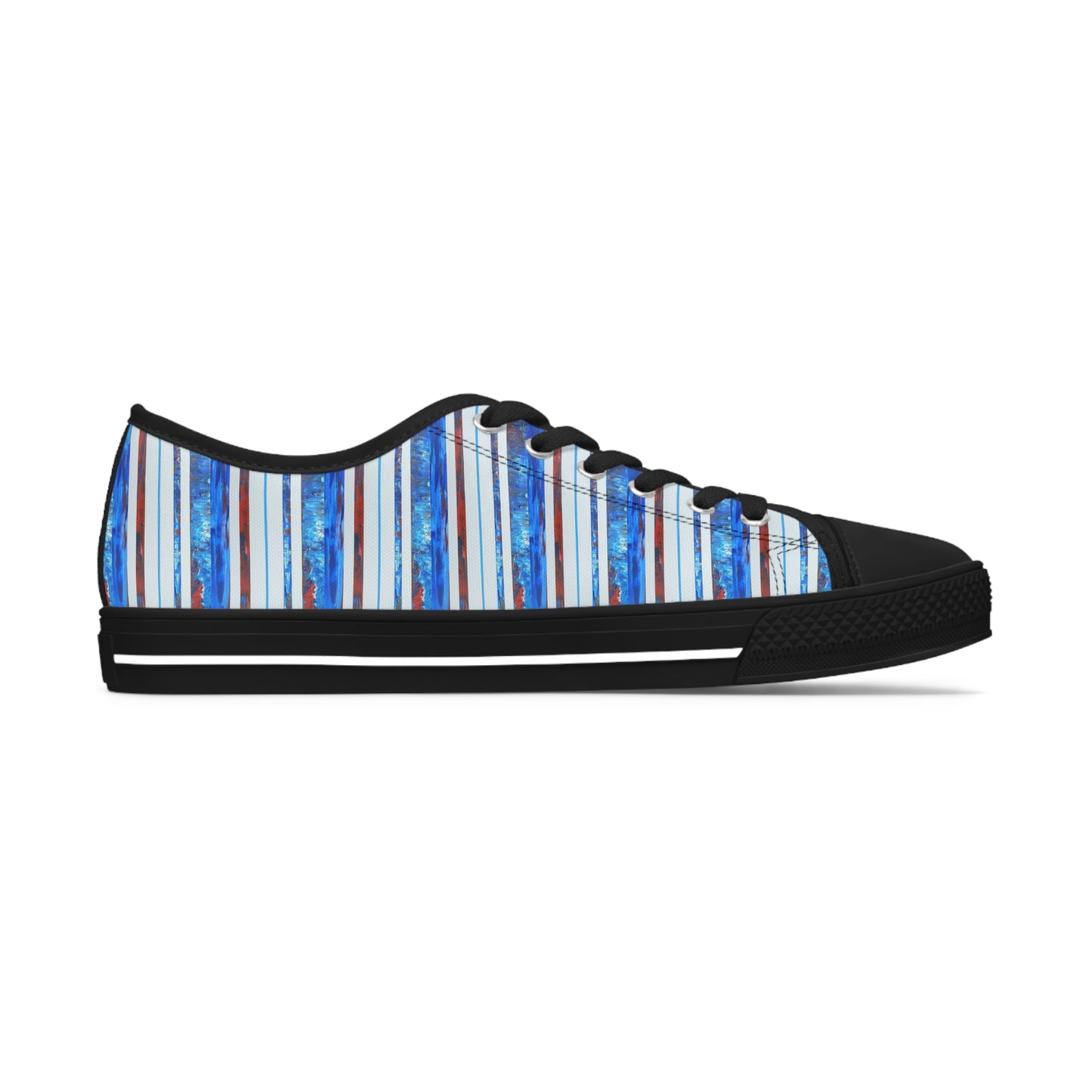 Women's Low Top Sneakers, No. 140 - Thin Blue Line - By Irish Artist Fiona de Lacy