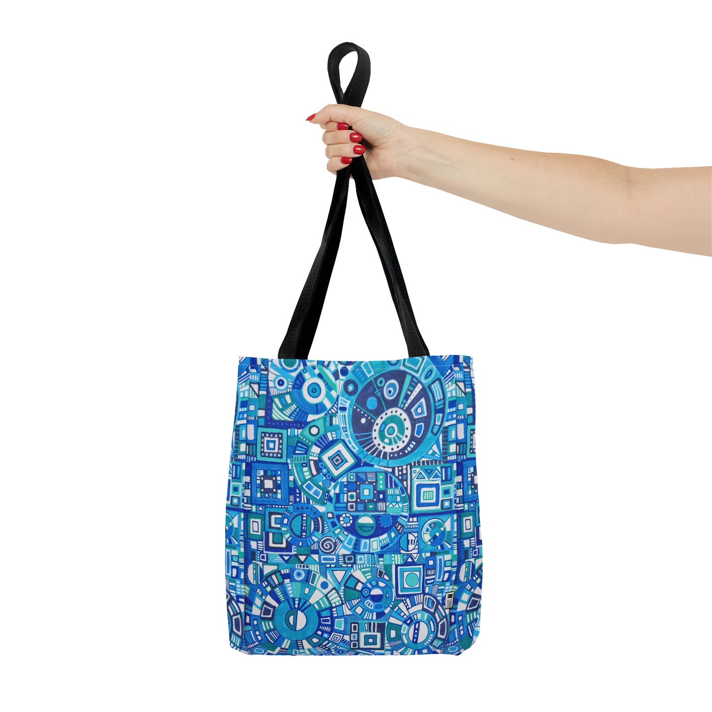 Tote Bag  - No. 262 Geometric Blue - By Irish Artist Fiona de Lacy