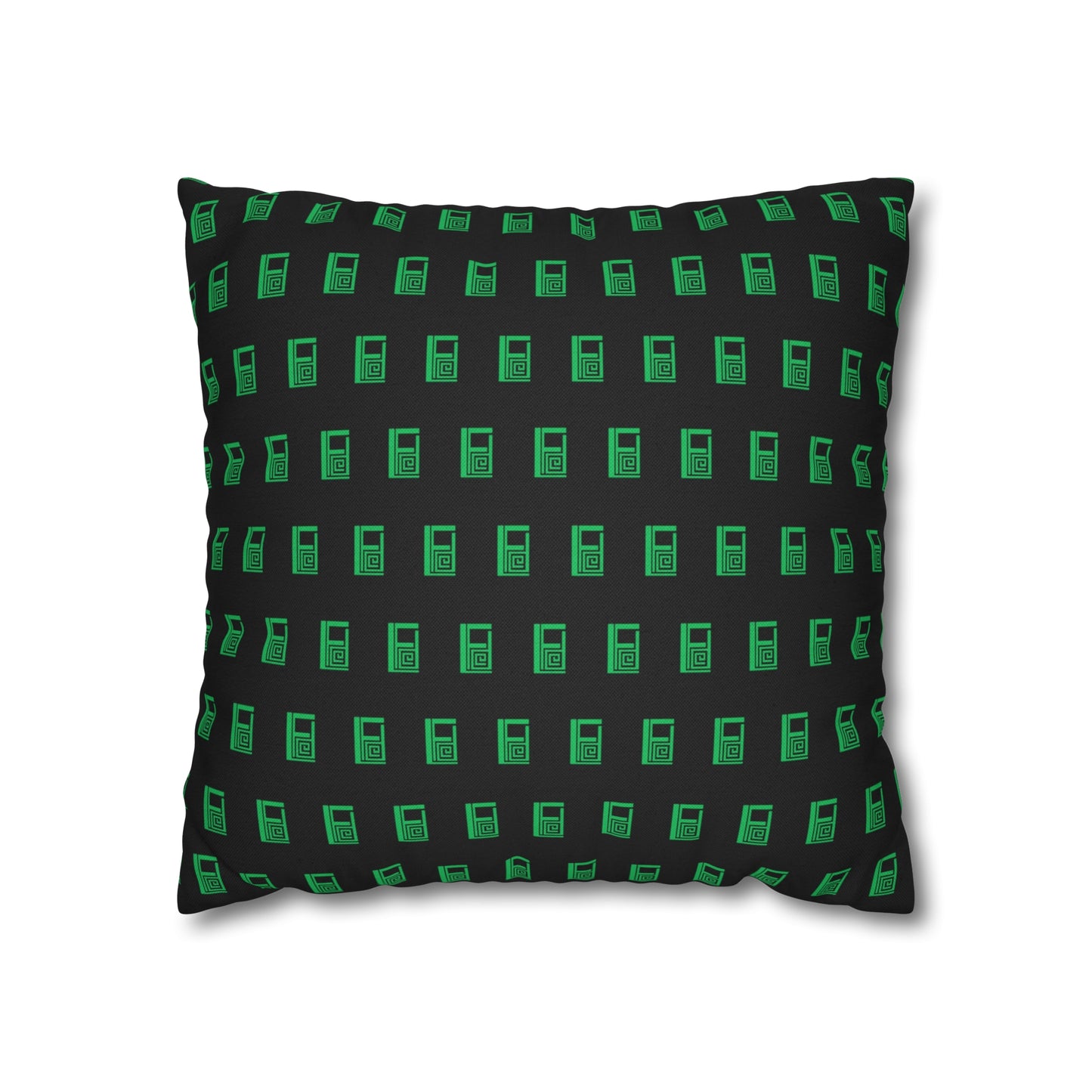 Cushion Pillow Case - No. 000GN - Green Logo on Black