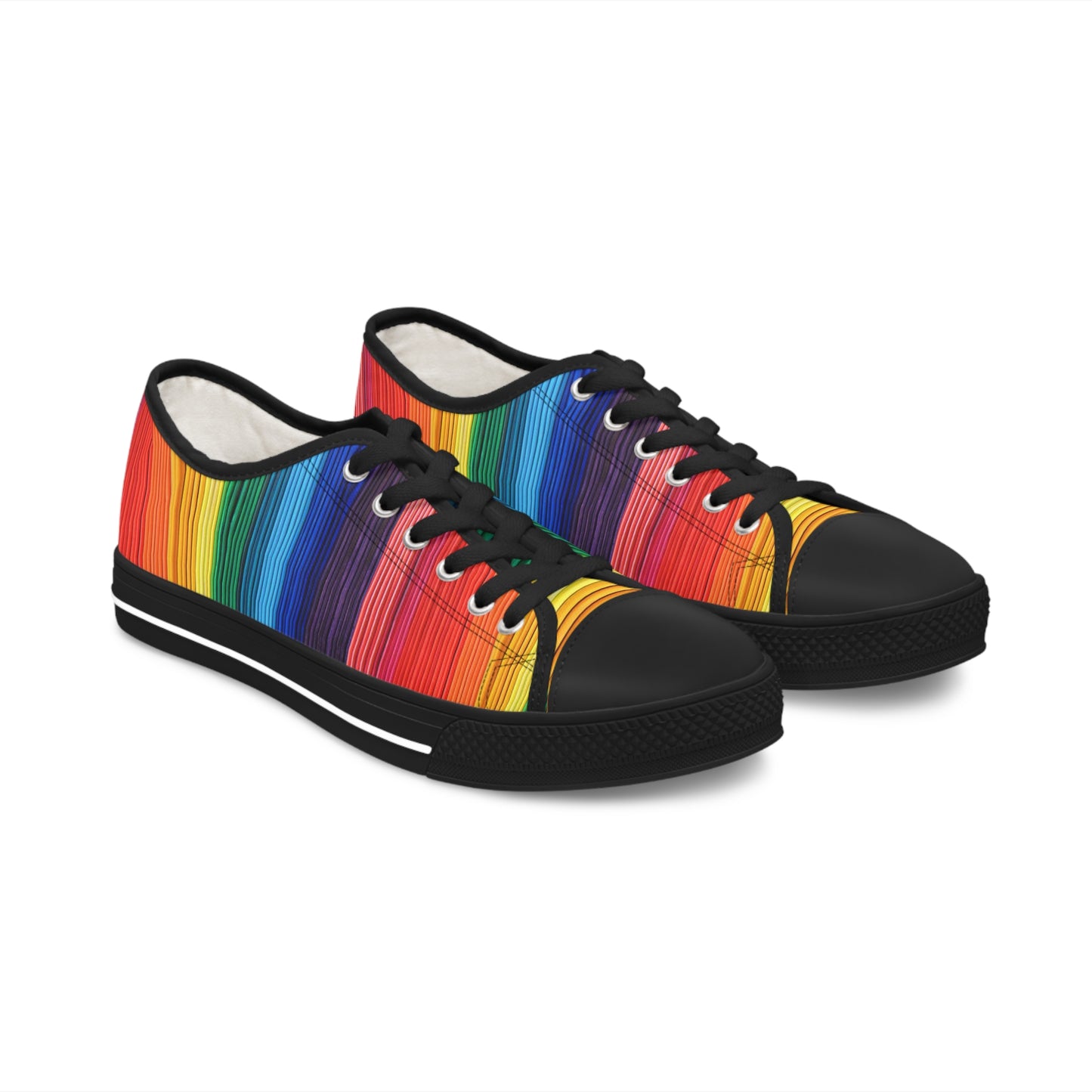 Women's Low Top Sneakers, Black Sole - No. 305 - Rainbow, Pride - By Irish Artist Fiona de Lacy