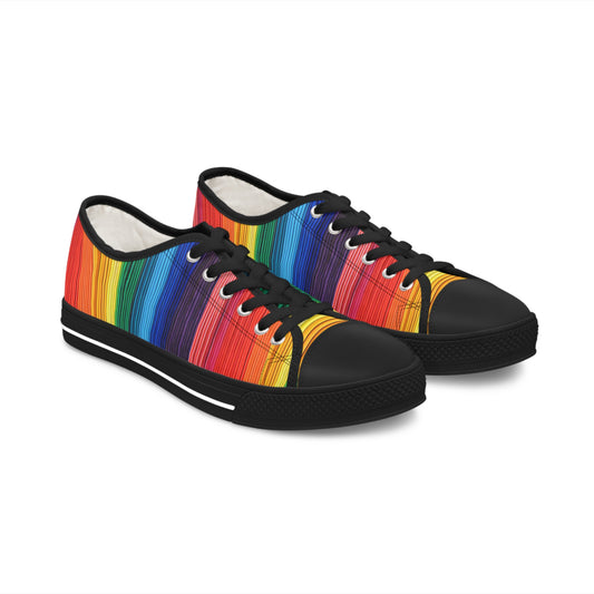 Women's Low Top Sneakers, Black Sole - No. 305 - Rainbow, Pride - By Irish Artist Fiona de Lacy