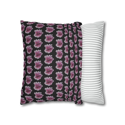 Cushion Pillow Case - No 269 Pink / Purple Flower on Black