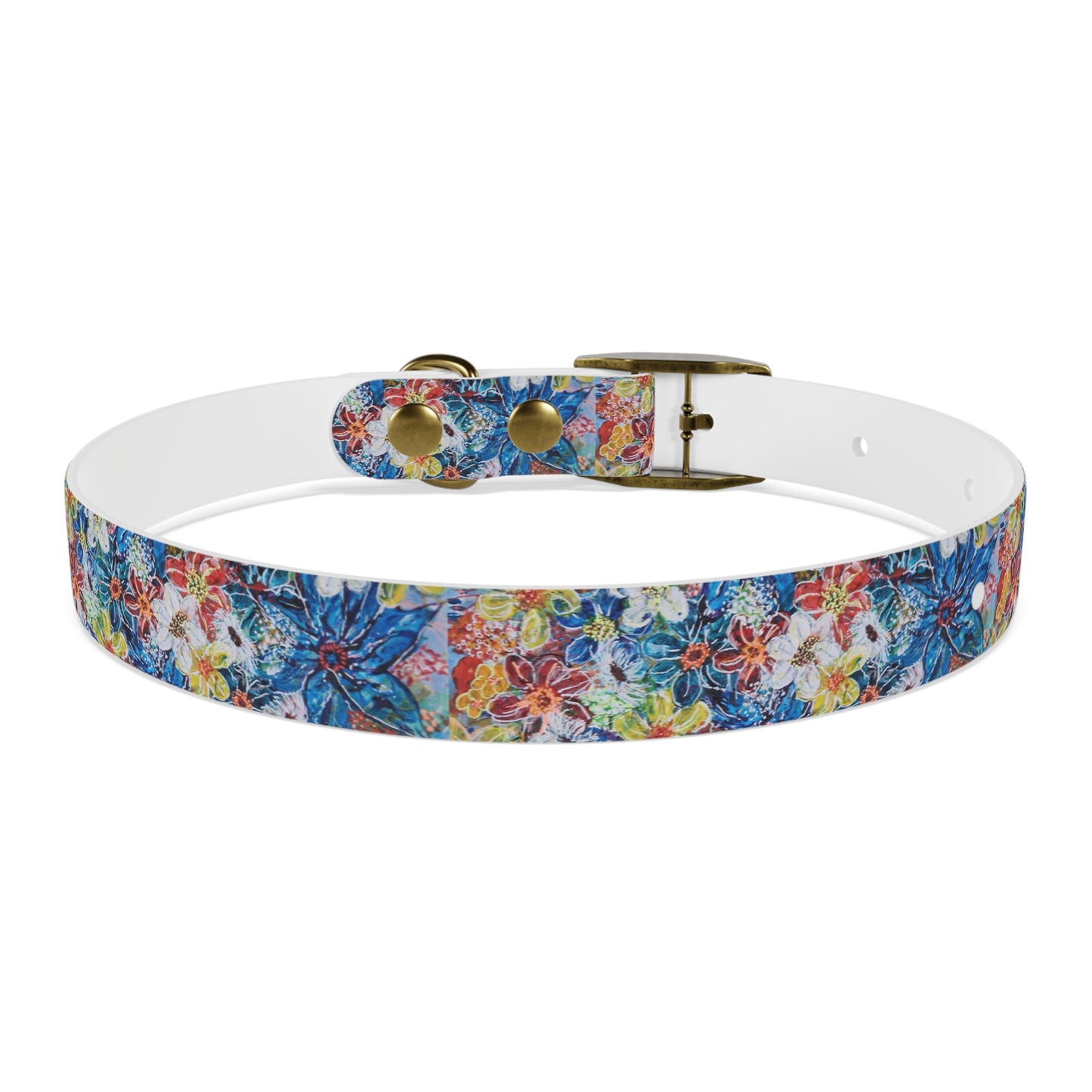 Dog Collar - No. 242 - Large Blue Flowers