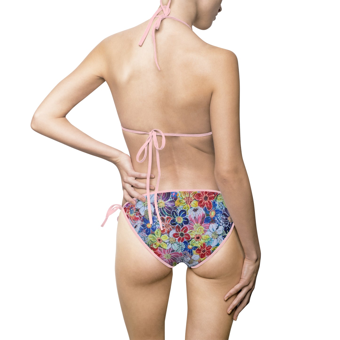 Women's Bikini Swimsuit - No. 241 - Flowers on Pink