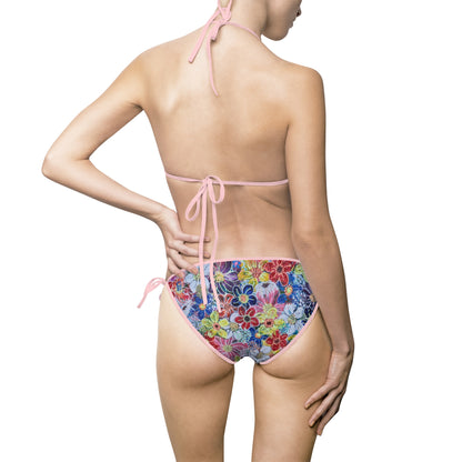 Women's Bikini Swimsuit - No. 241 - Flowers on Pink