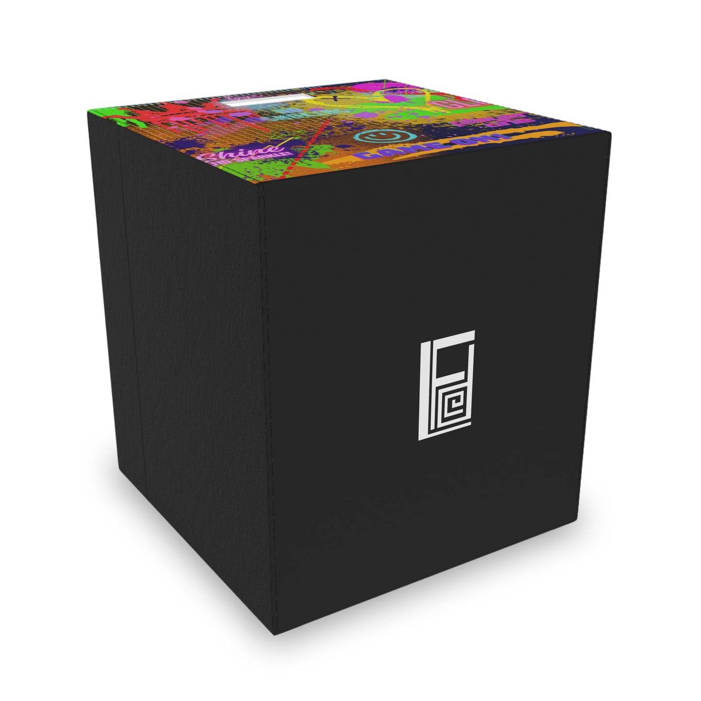 Felt Storage Box - No. 232 A 'Game On' - By Irish Artist Fiona de Lacy - Multicoloured Graffiti