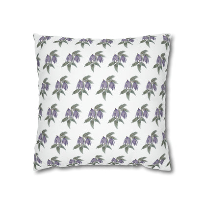 Cushion Pillow Case - No. 270 - Purple Drop Flowers on White