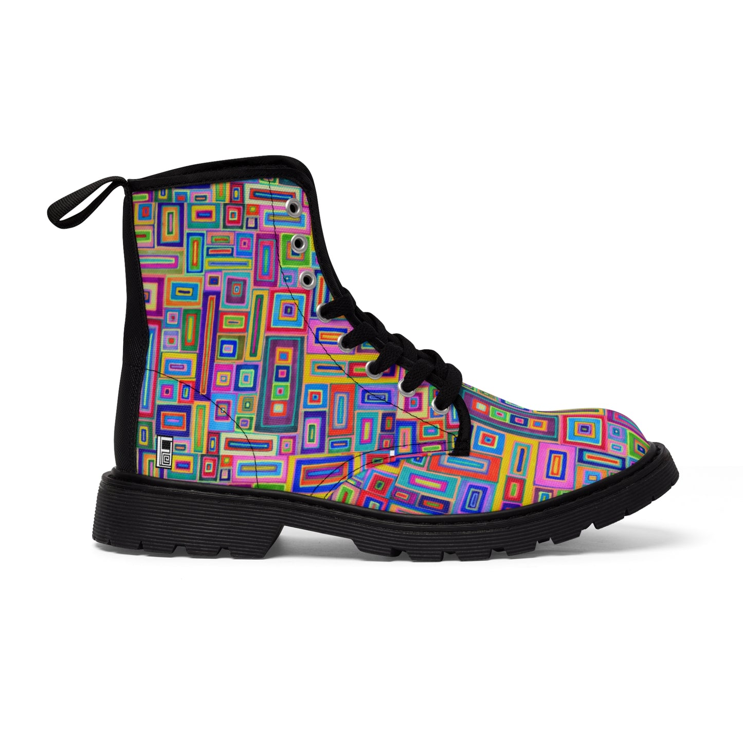 Women's Canvas Boots - No. 264 - Multicoloured Rectangles