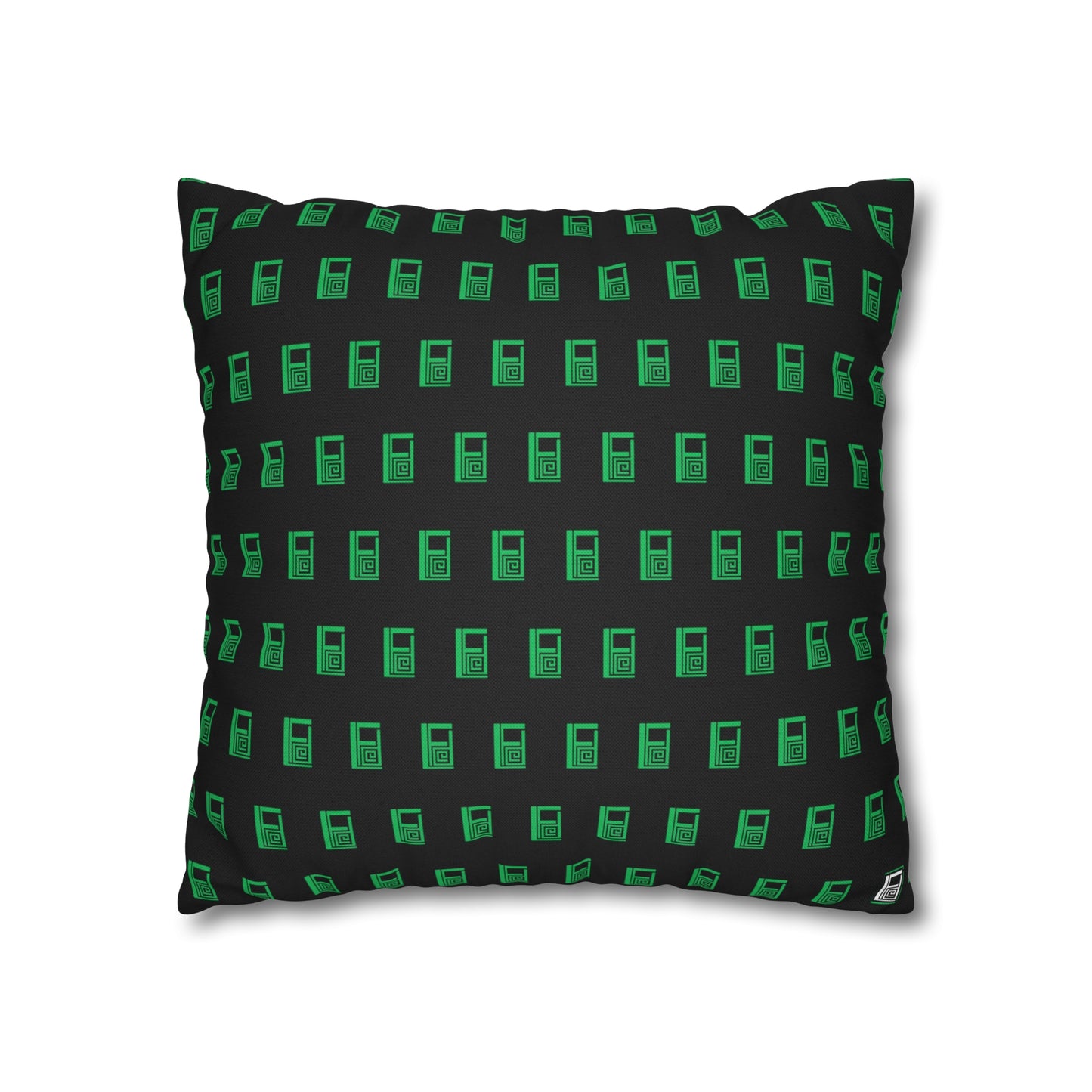 Cushion Pillow Case - No. 000GN - Green Logo on Black