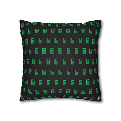 Cushion Pillow Case - No. 000GN - Green Logo on Black