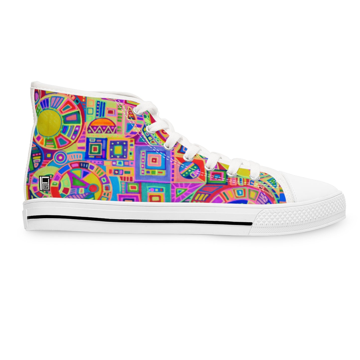 Women's High Top Sneakers - No. 260 - Multicoloured Abstract - By Irish Artist Fiona de Lacy