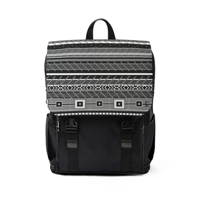 Casual Shoulder Backpack,  No. 298 Black, White and Grey Stripe -  By Irish Artist Fiona de Lacy