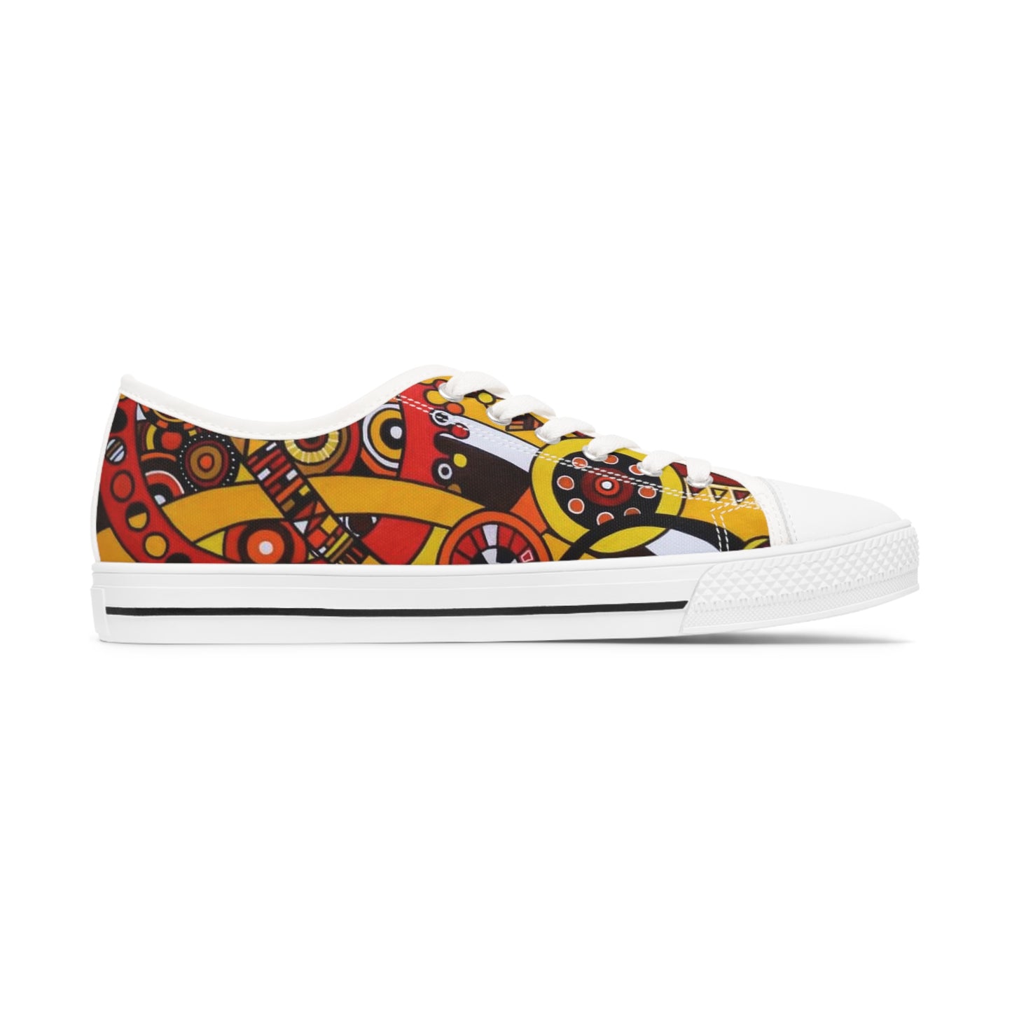 Women's Low Top Sneakers, Black Soles - No. 222 -  'Clockworks' By Irish Artist Fiona de Lacy