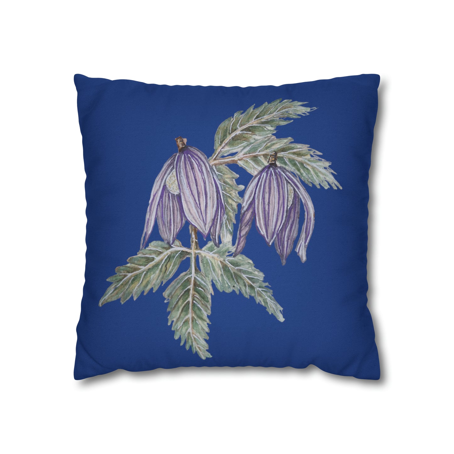 Cushion Pillow Case - No. 270 - Purple Drop Flowers on Navy Blue