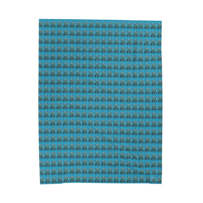 Velveteen Plush Blanket -  No.146 - 'Bird of Paradise' - on Turquoise