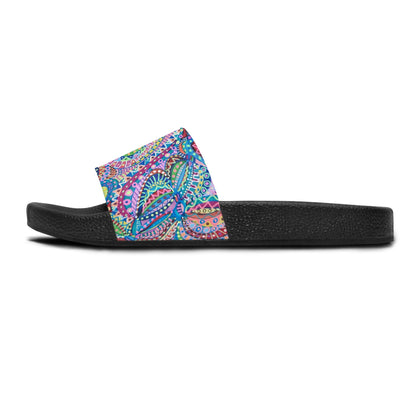 Women's Slide Sandals - No. 255 - Multicoloured Abstract - By Irish Artist Fiona de Lacy