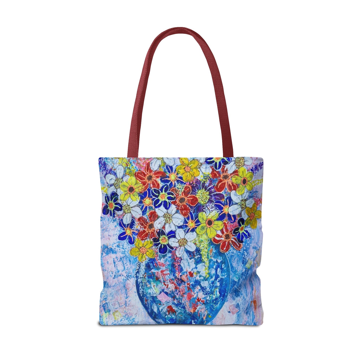 Tote Bag  - No. 242 - Blue round vase of Flowers