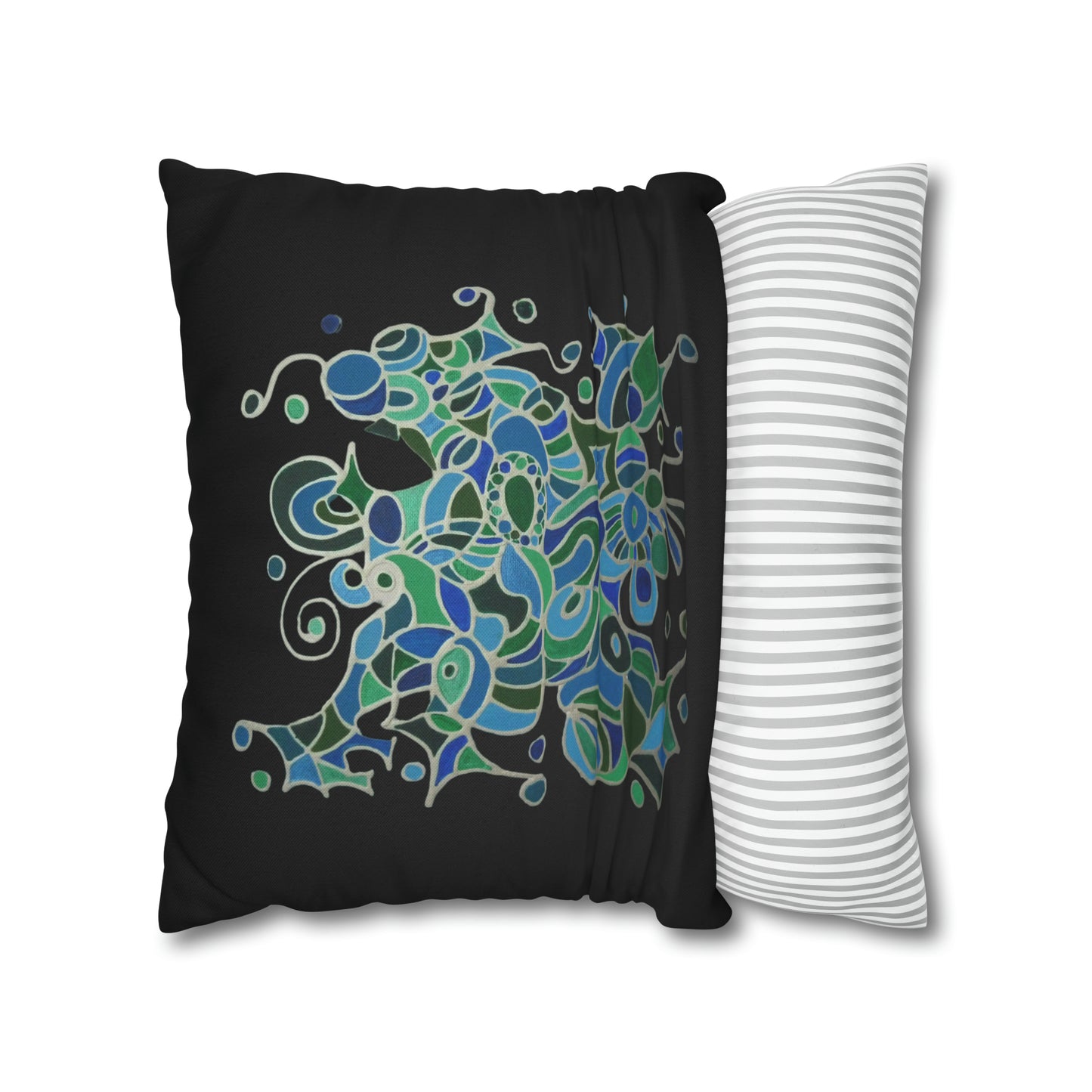 Cushion Pillow Case - No. 146 -  'Bird of Paradise' on Black