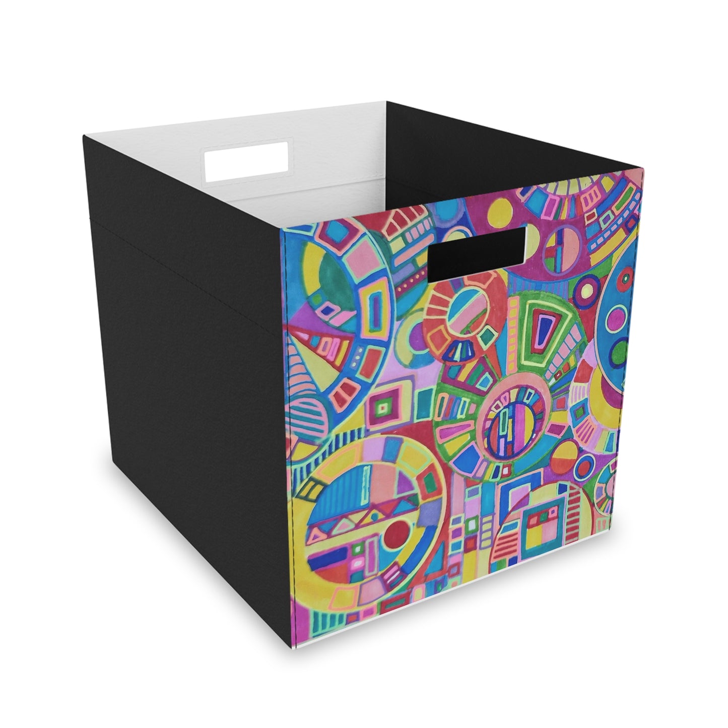 Felt Storage Box - No. 261 A - Multicoloured Abstract - By Irish Artist Fiona de Lacy