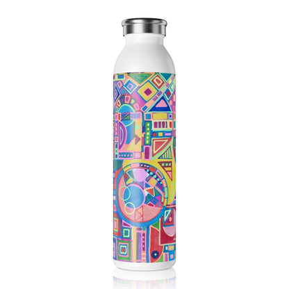 Slim Water Bottle - No. 257 'Hope' Multicoloured Abstract -  By Irish Artist Fiona de Lacy