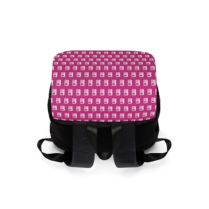 Casual Shoulder Backpack,  No. 000 - Artists Logo on Pink -  By Irish Artist Fiona de Lacy