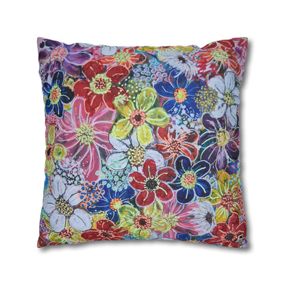 Cushion Pillow Case - No. 241 - Multicoloured Flowers on Pink