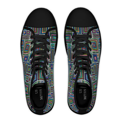 Women's High Top Sneakers - No. 253 - Multicoloured Rectangles on Black - By Irish Artist Fiona de Lacy