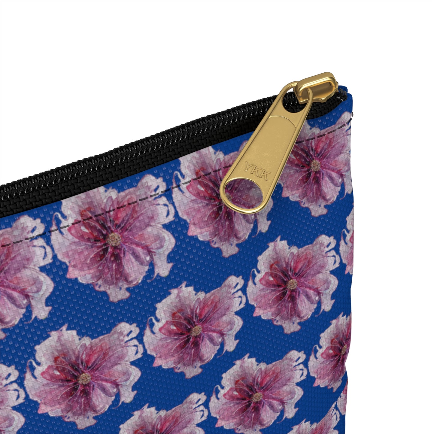 Make Up Bag - No. 269 - Purple & Pink Flower on Blue