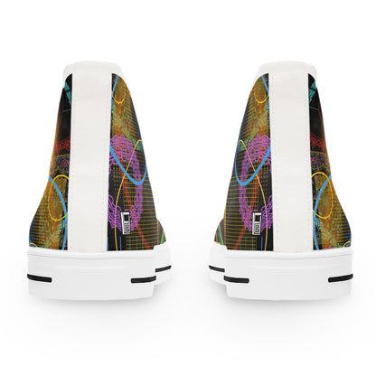 Women's High Top Sneakers, No. 299 - 'Rings' Multicoloured Abstract - By Irish Artist Fiona de Lacy