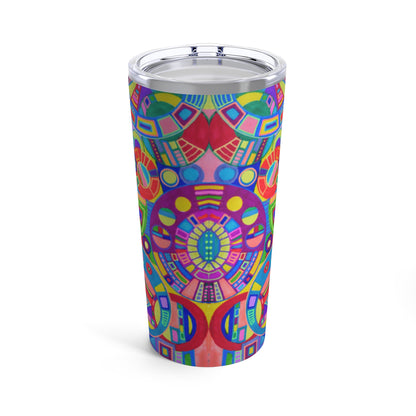 Tumbler 20oz - No.  261 Multicoloured abstract - By Irish Artist Fiona de Lacy