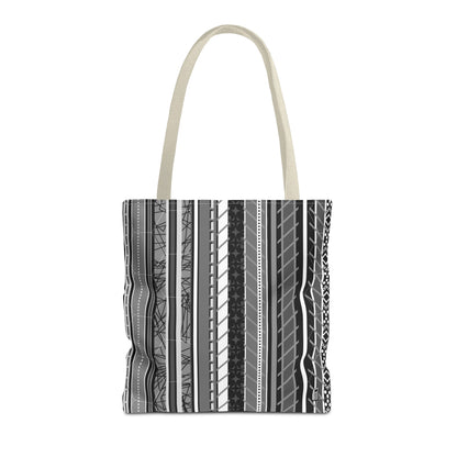 Tote Bag  - No. 298 A -  Black, White, Grey Stripes