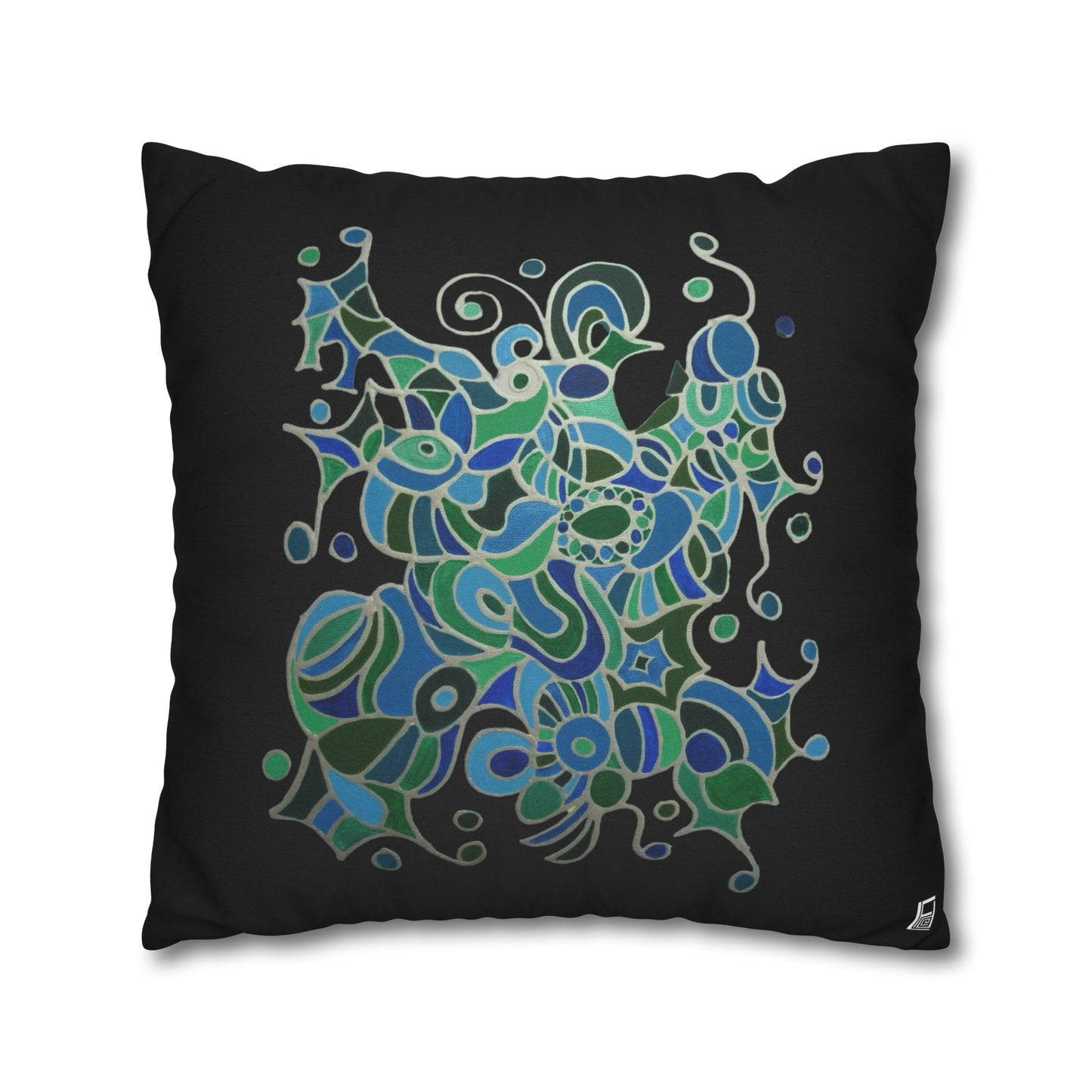 Cushion Pillow Case - No. 146 -  'Bird of Paradise' on Black