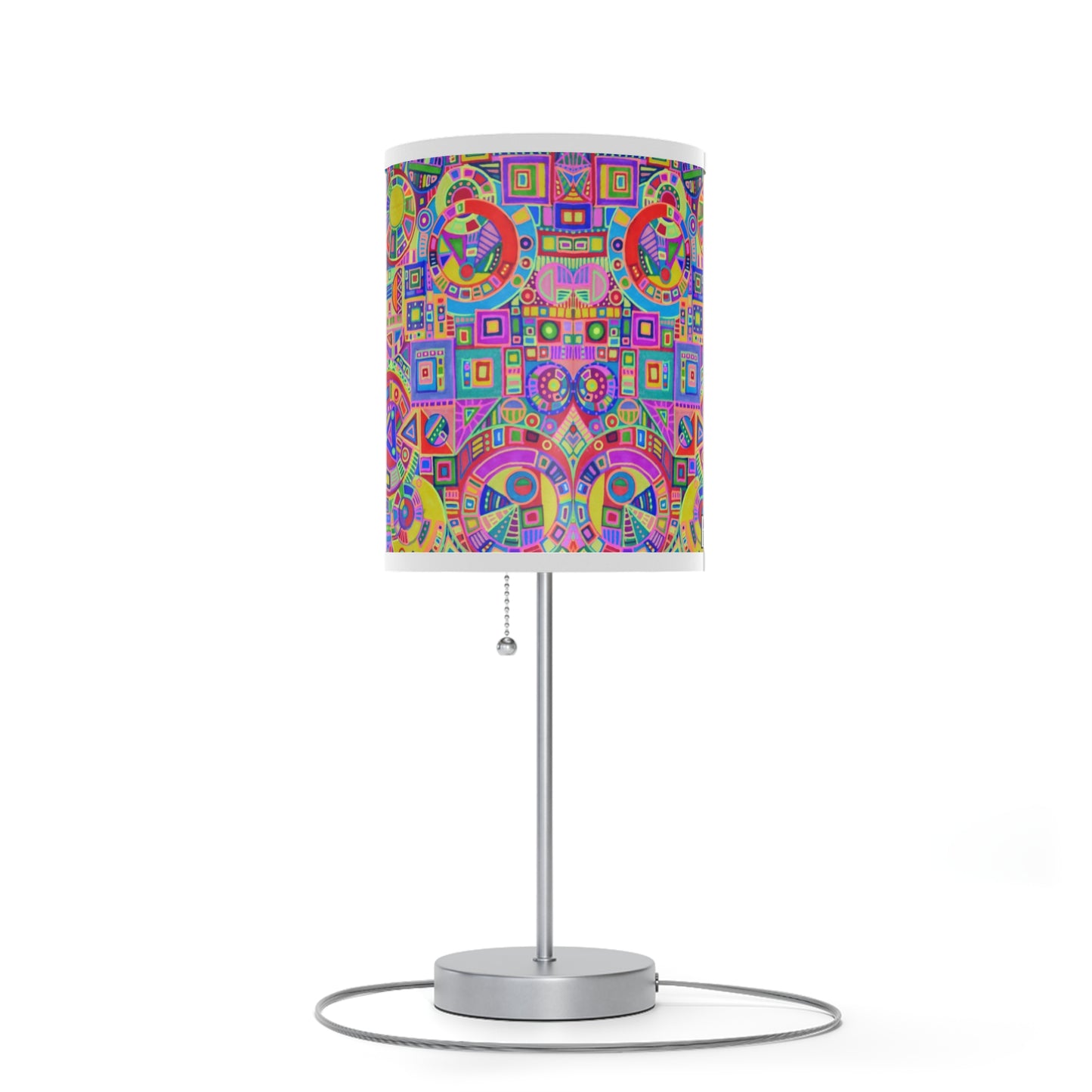 Lamp on a Stand, US|CA plug - No. 260 - Multicolour Abstract on Pink