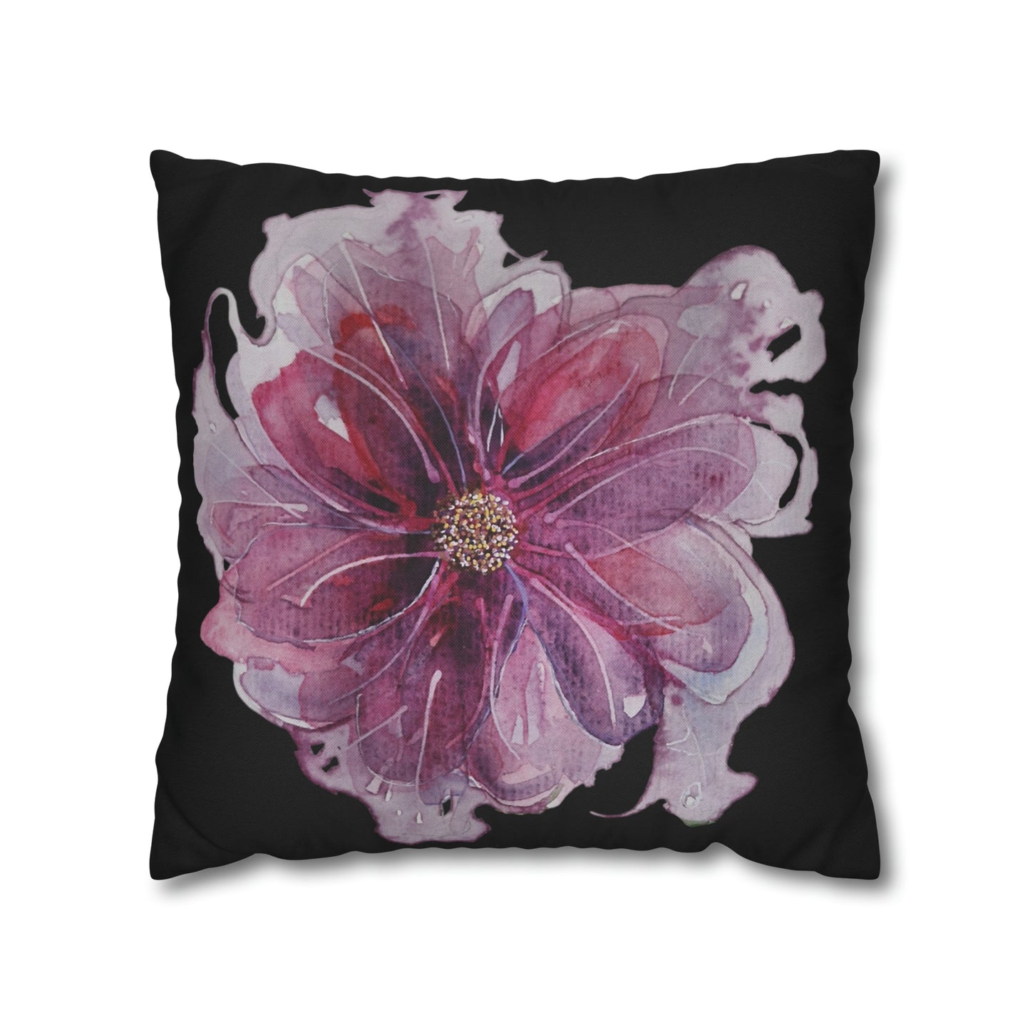 Cushion Pillow Case - No 269 Pink / Purple Flower on Black