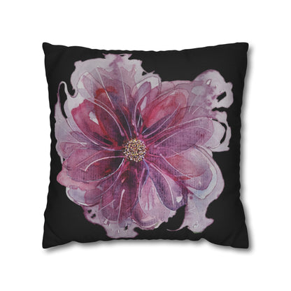 Cushion Pillow Case - No 269 Pink / Purple Flower on Black