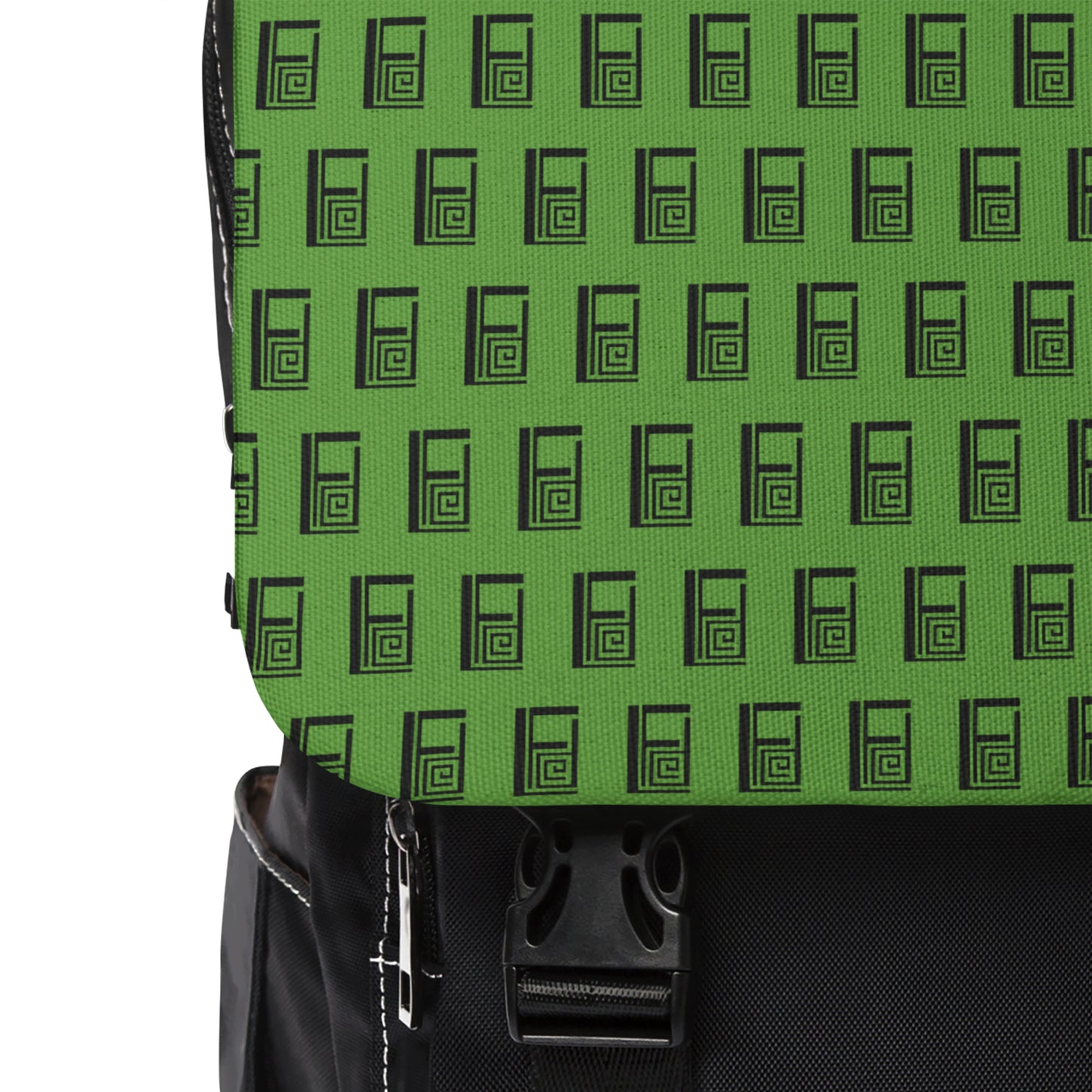 Casual Shoulder Backpack,  No. 000 - Artists Logo on Green -  By Irish Artist Fiona de Lacy