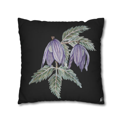 Cushion Pillow Case - No. 270 - Purple Drop Flowers on Black